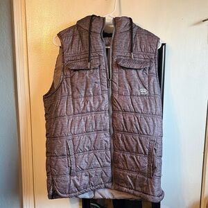 Ecko Unlimited Men's Charcoal Quilted Vest with hood y2k